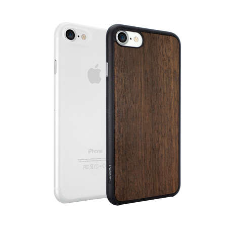 Чехол для iPhone 7 Ozaki O!coat 0.3 Jelly и O!coat Wood, набор из двух чехлов, Jelly прозрачный и Wood темно-коричневый