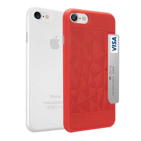Чехол для iPhone 7 Ozaki O!coat 0.3 Jelly и O!coat 0.3 Pocket, набор из двух чехлов, Jelly прозрачный и Pocket красный
