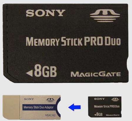 8Gb Memory Stick Pro Duo Sony Mark2 + adaptor (MSMT8G)