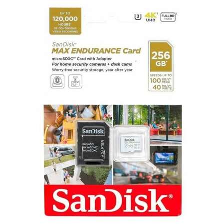 Карта памяти Micro SecureDigital 256Gb SanDisk MAX Endurance microSDXC class 10 UHS-1 U3 V30 (SDSQQVR-256G-GN6IA)