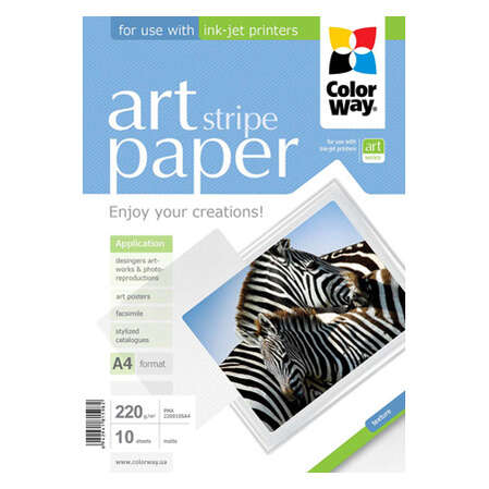 Фотобумага ColorWay ART матовая, Фактура: полоски, A4, плотность: 220 г/м2, 10 листов