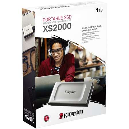 Внешний SSD-накопитель 1Tb Kingston XS2000 SXS2000/1000G (SSD) USB 3.2 серебристый