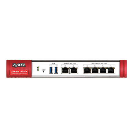 Межсетевой экран ZyXEL ZyWALL USG 50, 2xGbWAN, 4xGbLAN/DMZ, 2xUSB для 3G модемов