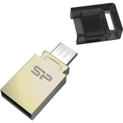 USB Flash накопитель 16GB Silicon Power Mobile X10 (SP016GBUF2X10V1C) USB 2.0 + microUSB (OTG) Черно-золотистый