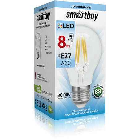 Светодиодная лампа Smartbuy FIL A60-08W/4000/E27 SBL-A60F-08-40K-E27