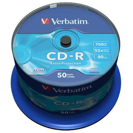 Оптический диск CDR диск Verbatim DL 700Mb 48x CakeBox DataLife 50шт. (43343)