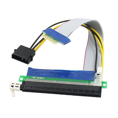Переходник PCI-E X1 M -> PCI-E X16 F, с доп.питанием, 20 см
