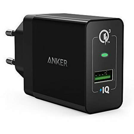 Сетевое зарядное устройство Anker, 1 USB, 2.4A (Qualcomm Quick Charge 3.0) черное (A2013311)