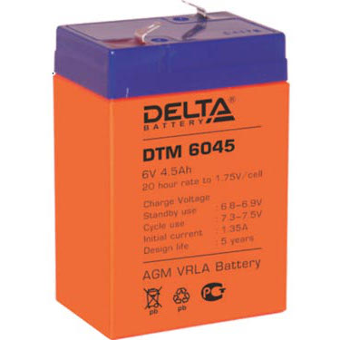 Батарея Delta DTM 6045, 6V  4.5Ah
