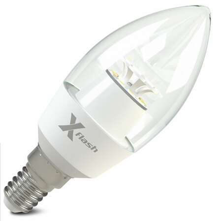Светодиодная лампа LED лампа X-flash Candle E14 6.5W 220V белый свет, прозрачная колба