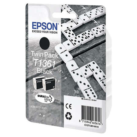 Картридж EPSON T1361 Black для K101/K201/K301 C13T13614A10 (2шт в упаковке)
