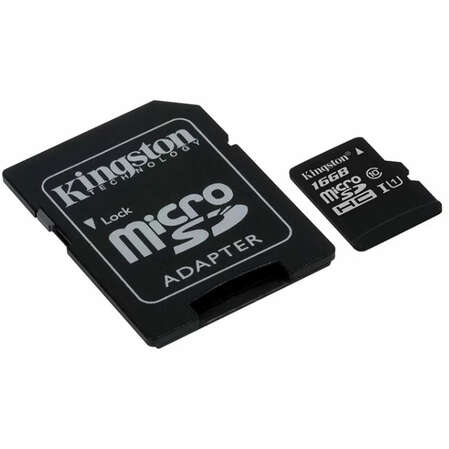 Карта памяти Micro SecureDigital 16Gb Kingston Canvas Select SDHC class 10 UHS-I (SDCS/16GB) + SD адаптер