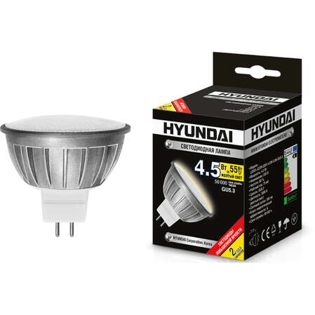 Светодиодная лампа LED лампа Hyundai Spotlight JCDR GU5.3 4.5W, 220V (LED01-JCDR-220V-4.5W-3.0K-GU5.3) желтый свет