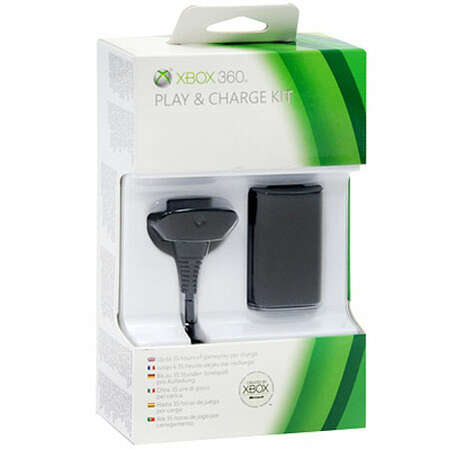 Комплект зарядный Microsoft Play and Charge Kit Black для Xbox 360 (NUF-00002)