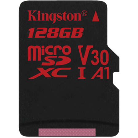 Карта памяти Micro SecureDigital 128Gb Kingston Canvas React SDHC class 10 UHS-I U3 (SDCR/128GB) + SD адаптер