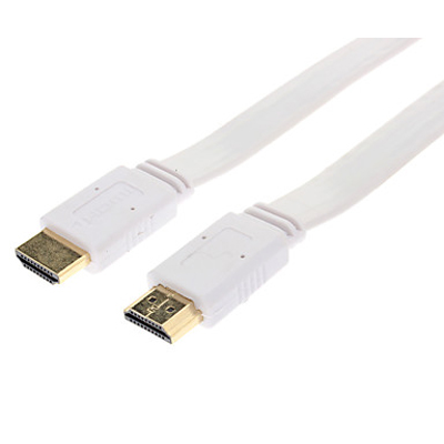 Кабель HDMI-HDMI v1.4 1.8м белый плоский