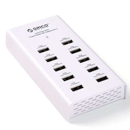Сетевое зарядное устройство Orico DUB-10P, 10 USB, 24A White