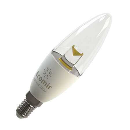 Светодиодная лампа ECOMIR E14 3W 220V 42883 желтый свет, прозрачная