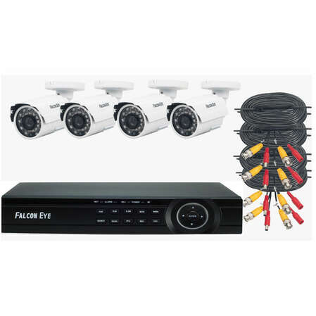 Комплект видеонаблюдения Falcon Eye FE-104MHD KIT Дом, 4 камеры, 1 регистратор, кабели, БП