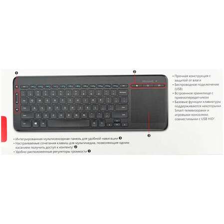 Клавиатура Microsoft All-in-One Media Keyboard Black USB N9Z-00018