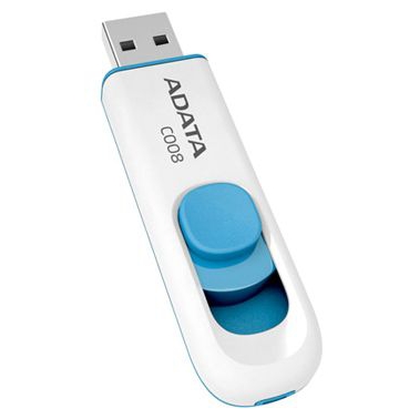 USB Flash накопитель 32GB A-Data C008 Blue/White (AC008-32G-RWE) Бело-синий выдвижной