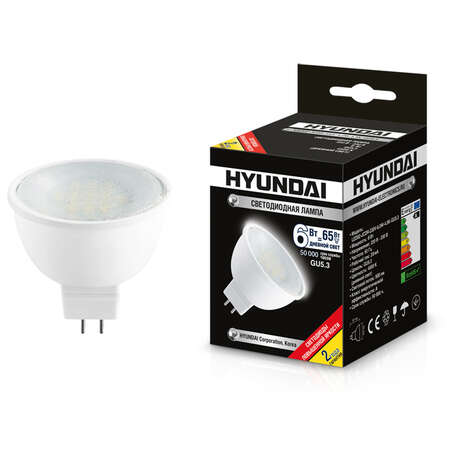 Светодиодная лампа LED лампа Hyundai Spotlight JCDR GU5.3 6W, 220V (JCDR-220V-6.0W-4.5K-GU5.3) белый свет