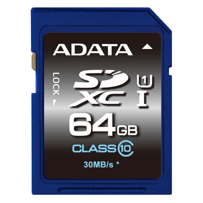 Память SecureDigital 64Gb A-Data Premier HC/UHS-I class 10/class U1 (ASDX64GUICL10-R) 