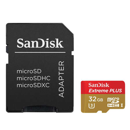 Micro SecureDigital 32Gb SanDisk Extreme Plus microSDHC class 10 UHS-1 U3 (SDSQXSG-032G-GN6MA)