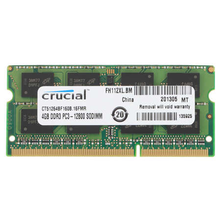 Модуль памяти SO-DIMM DDR3L 4Gb PC12800 1600Mhz Crucial (CT51264BF160B(J) 16FMR