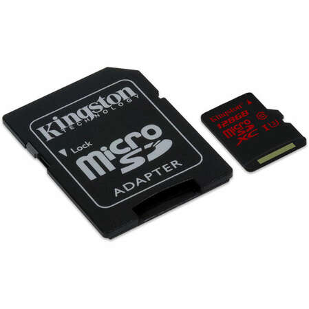 Micro SecureDigital 128Gb Kingston SDXC UHS-1 U3 class 10 (SDCA3/128GB) + SD адаптер