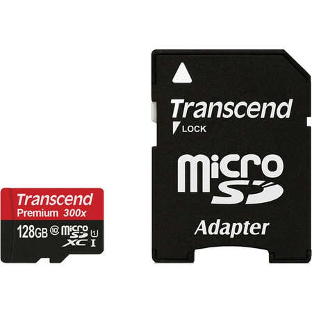 Micro SecureDigital 128Gb SDXC Transcend Premium 300X UHS-I class10 (TS128GUSDU1)