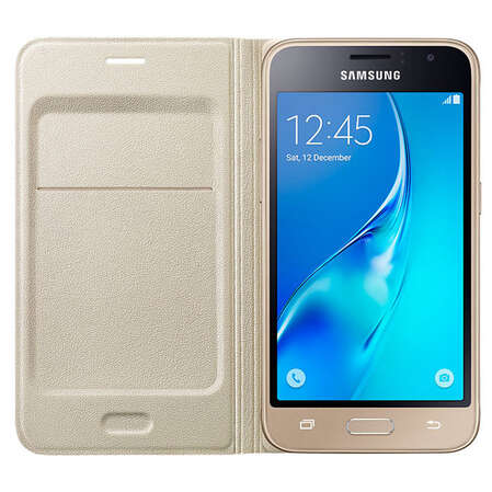 Чехол для Samsung Galaxy J1 (2016) SM-J120F/DS Flip Wallet золотистый 
