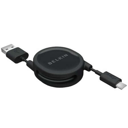 Кабель USB2.0 тип А(m)-microB(5P) 0.8м Belkin (F3U151CW2.6-MOB) Retractable Блистер 