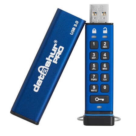 Защищенный USB3.0 Flash 8Gb iStorage DatAshur Pro, шифрование данных, удаление данных, ввод пароля на корпусе, металлический корпус (IS-FL-DA-256-8)