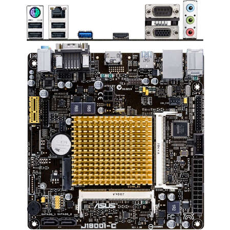 Материнская плата ASUS J1800I-C Intel Celeron J1800 (2.41 GHz), 2xDDR3 SODIMM, 1xUSB3.0, HDMI, GLan, mini-ITX Ret 
