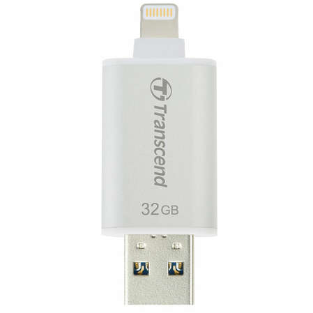 USB Flash накопитель 32GB Transcend JetDrive Go 300 для Apple iPhone\iPad\iPod Touch с разъемом Lightning MFI серебристый