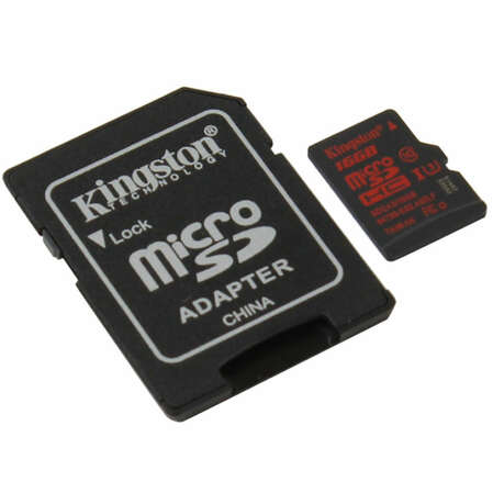Micro SecureDigital 16Gb Kingston SDHC UHS-1 U3 class 10 (SDCA3/16GB) + SD адаптер