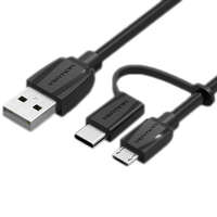 Кабель USB2.0 тип А(m)-microB(5P) + USB-C(m) 1м Vention (CABBF)