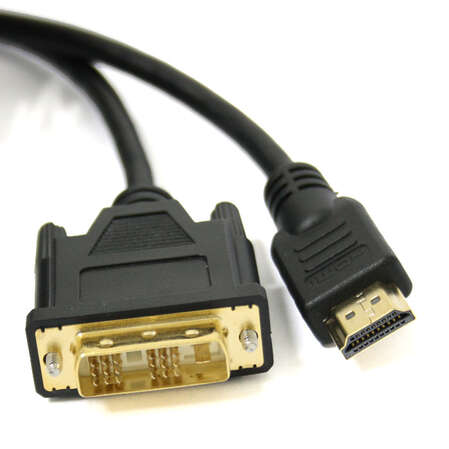 Кабель HDMI-DVI 3.0м single link черный, зол.конт, экран