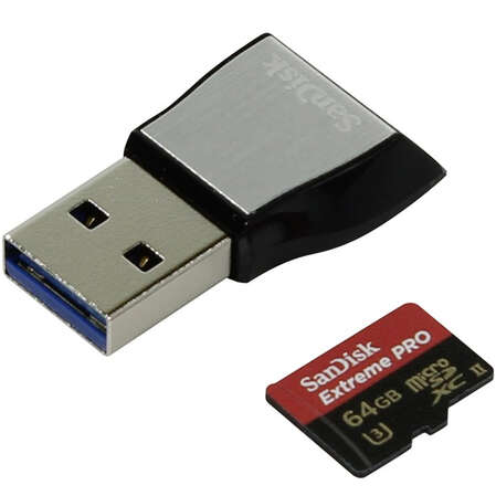 Micro SecureDigital 64Gb SanDisk Extreme Pro microSDXC class 10 UHS-1 U3 (SDSQXPJ-064G-GN6M3)