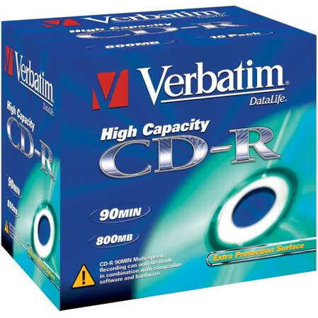 Оптический диск CDR диск Verbatim DL 800Mb 40x Jewel Case DataLife 10шт. (43428)