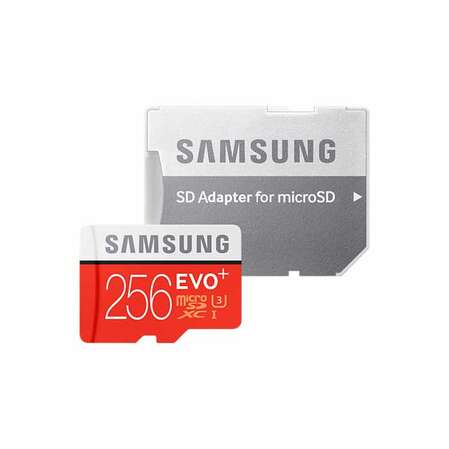 Micro SecureDigital 256Gb SDXC Samsung Evo Plus class10 UHS-I U3 (MB-MC256DARU) + адаптер SD
