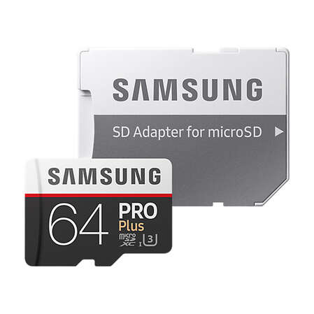 Micro SecureDigital 64Gb SDXC Samsung Pro Plus class10 (MB-MD64GARU) + адаптер SD