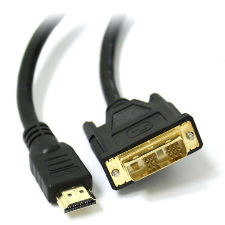 Кабель HDMI-DVI 15м single link черный, зол.конт, экран