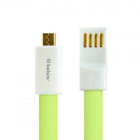 Кабель USB2.0 тип А(m)-microB(5P) 1.0м Belsis (BS1003) плоский зеленый
