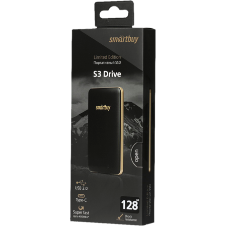 Внешний SSD-накопитель 128Gb Smartbuy S3 Drive SB128GB-S3DB-18SU30 (SSD) USB 3.0, Черный