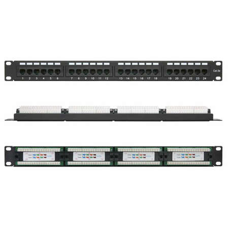 Патч-панель Netlan EC-URP-24-UD2 UTP 5e кат., 24 порта, 110/KRONE,T568A/B, неэкранированная, черная 19"