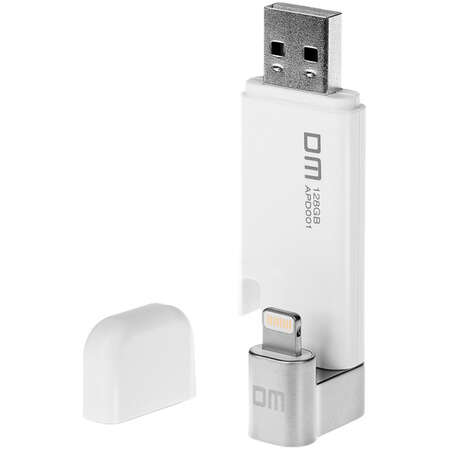 USB Flash накопитель 128GB DM AIPLAY для Apple iPhone\iPad\iPod Touch с разъемом Lightning MFI белый