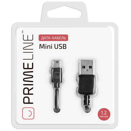 Кабель USB-MiniUSB 1.2m черный Prime Line (7203)