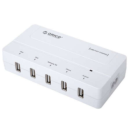 Сетевое зарядное устройство Orico DCH-5U, 5 USB, 7A White